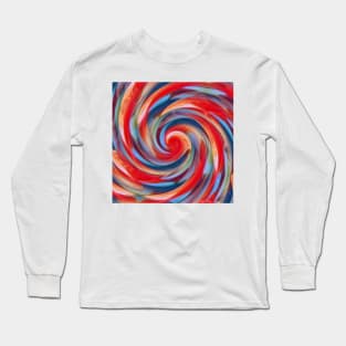 shades of blue scarlet and red spiral design Long Sleeve T-Shirt